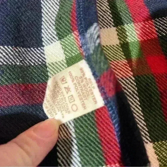 Hem & Thread Cardigan Vest S/M Red, Blue, Green Plaid Fleece Trim Open Womens - Picture 6 of 9